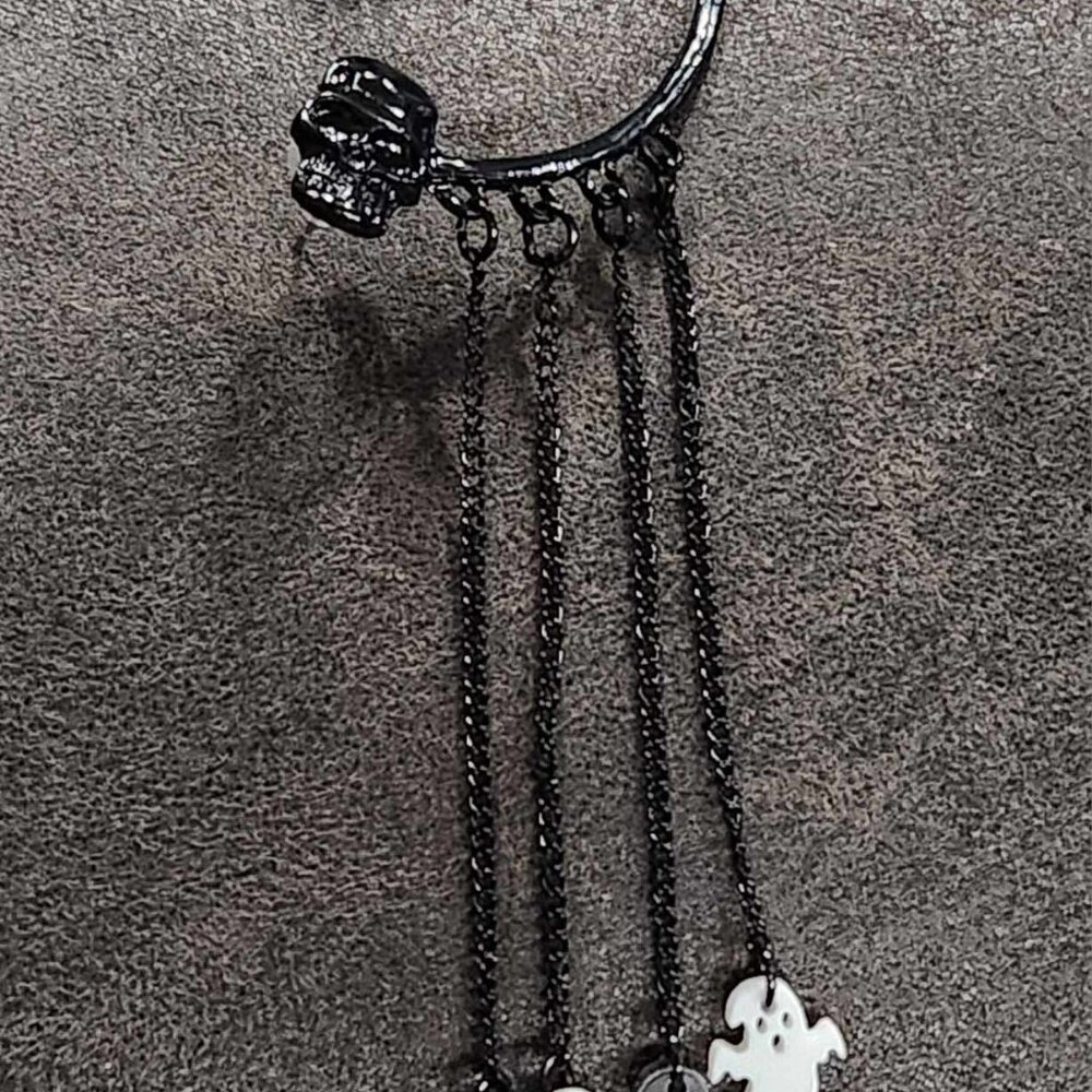 Single Black Ghosts Ear Cuff - image 1